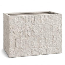 Rock Texture Rectangular Polystone Planter Box, White, 32.7 x 13 x 28.3 in
