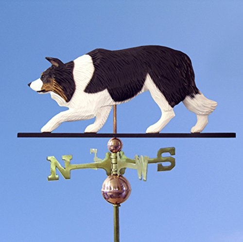 Border Collie Hand Carved & Painted Weathervane Black Tri 22 Inch