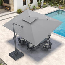 9' X 12' Double Top Rectangle Cantilever Patio Umbrella,Pebble Grey