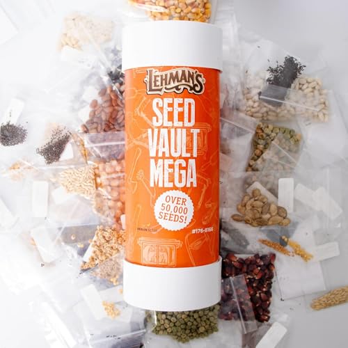 Lehman's Heirloom Garden Seed Vault Kit, Mega with PVC Case and Guide, 70+ Varieties of Vegetable Herb and Fruit Seeds, 50K+ Seeds