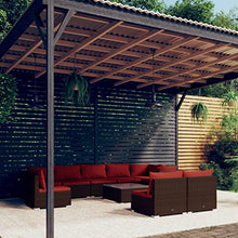 KPOUTRFG 10-Piece Outdoor Seating Set with Powder-Coated Steel Frame Patio Furniture, Includes 12 Back Pillows and 9 Seat Cushions for Garden Lounge