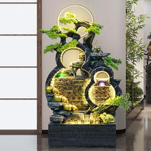 Floor Water Fountain Floor Standing Gourd Water Fountain, Indoor Freestanding Fountain with Water Mist, LED Lights and Simulated Greenery, Feng Shui Office Home Decor for Good Luck Wealth Water Founta