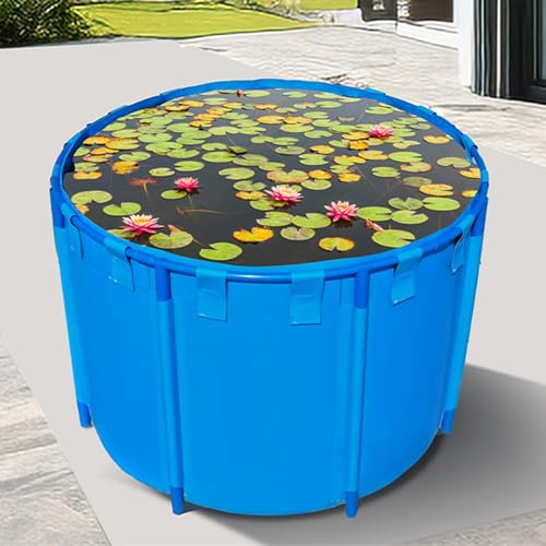 Foldable Pet Bathing Pool, Round Canvas Fish Pond Above Ground for Culture Agricultural Irrigation Water Storage Tank, Outdoor Frame Swimming Pools with Repair Patch(1539L/407GAL - 1.4X1M (D X H))