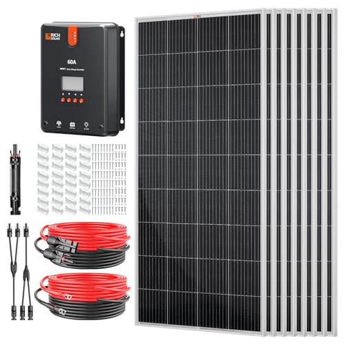 RICH SOLAR 1600 Watt 24V Solar Kit Contains 8 High Efficiency 200W Monocrystalline Panels with 9 Busbars and 60A MPPT Controller