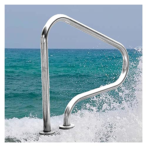 Pool Handrail,31.5x31.5In Swimming Pool Stair Rail, 304 Stainless Steel Stair Pool Hand Rail Rated 300lbs Load Capacity, Pool Rail with Quick Mount Base Plate, and Complete Mounting Accessories