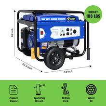 Green-Power America 5000 Watt Gasoline Generator, Manual Recoil Start Portable Generator, Backup Power for Home Emergency, Job Site, RV Camping，EPA Compliant