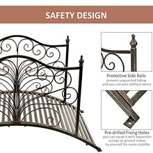 4-Foot Metal Garden Bridge with Scrollwork Rails, Outdoor Yard Decoration, Black Bronze Finish - Supports 440 lbs