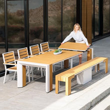 Transformer Table Extendable Outdoor Dining Set, Light Oak, Natural