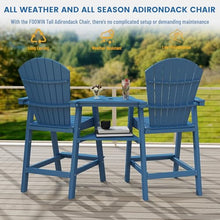 FOOWIN Tall Adirondack Chairs Set of 4 Recycled Poly Patio Stools with Tray Navy Blue