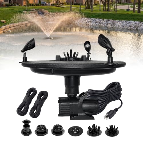 1/3 HP Floating Fountain & Aerator for Ponds and Lakes with 100 ft Cord