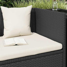 YUOGHRTFE Poly Rattan Patio Bed with Seat Cushion and Pillows, Adjustable 7-Position Sun Lounger with Powder-Coated Steel Frame, Black