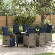 GKHPYURE Grey PE Rattan Patio Set 7 Pieces
