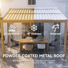 Outsunny Louvered Pergola with Solar LED Lights 10' x 10' Nature Wood