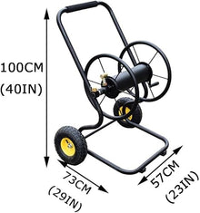 CFDZCP Outdoor Garden Hose Reel Garden Hose Reel Cart with 2 Wheels, Portable Water Hoses Retractable Carts Metal Handle Holds 200 Feet of 1/2-Inch Hose for Yard Lawn Farm Patio