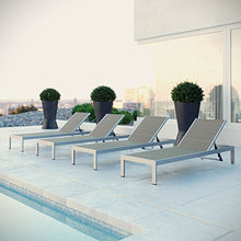 Modway Shore Aluminum Wicker Rattan Outdoor Patio Chaise Lounge Chairs Silver Gray