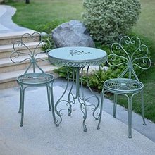 FKTHYO Outdoor Patio Bistro Dining Furniture Set with 2 Chairs and Side Table White/Green Color Options Pastoral Iron Art End Table Portable Picnic Tables for Indoor/Outdoor Use,Green