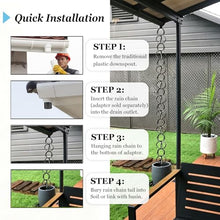 Black Rain Chain 14.8Ft, Japanese Gutter Drainage Link For Downspouts, Durable Metal Eaves Water Diversion Decor For Garden Porch Patio Courtyard, Elegant Outdoor Splash Control Feature(10m(33ft))