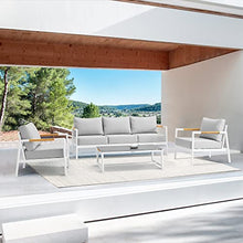 Armen Living Royal Modern Outdoor Patio Conversation Set 4 Piece White