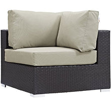Modway Convene Wicker Rattan 8-Piece Outdoor Patio Sectional Sofa Furniture Set in Espresso Beige