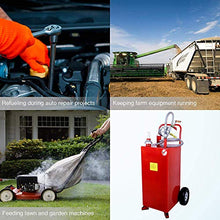 Nurxiovo Pro 30 Gallon Gas Caddy Hand Siphon Fuel Diesel Transfer Pump Portable Fuel Storage Tank Rolling Gasoline Can for Car Boat ATV with Wheels