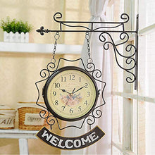 saditesdk Wall Clock, Waterproof Outdoor Clock Garden Clocks, 10 Inch Double Sided Outdoor Wall Clock Retro Outdoor Clocks Battery Operated Silent Outside Clocks White，Black