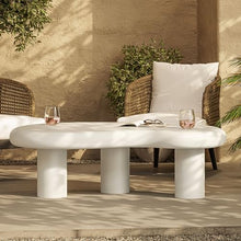 Modway Elowen Coffee Table in White - Concrete Sculptural Center Table for Indoor and Outdoor Spaces