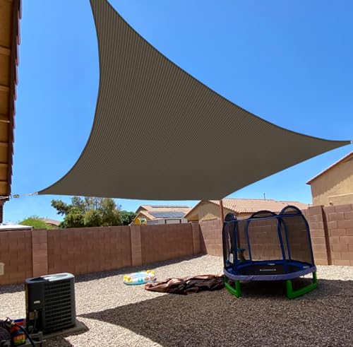Coarbor 25'x25' Reinforced Wire Sun Shade Sail Rectangle Heavy Duty Strengthen Canopy Cover with A Ring Steel Cable Wire for Patio Backyard Deck Yard Garden Pergola Porch, Brown
