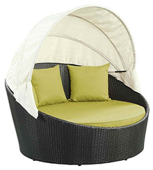 Modway Siesta Wicker Rattan Outdoor Patio Canopy Daybed in Espresso Peridot