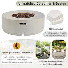 Merax 38.2" Round MGO Outdoor Propane Fire Pit, with Faux Stone Finish, Outside Fire Pit Table with 50000 BTU, Steel Burner, Lava Rocks, Waterproof Cover, Suitable for Patio, Backyard, Poolside