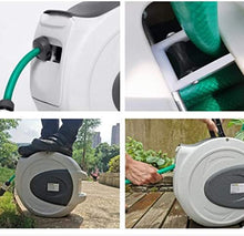 CFDZCP Automatic Retractable Garden Hose Reel, Wall Mount Auto Rewind, with 3 Function Spray Gun, Brass Connector, Any Length Lock, Garden Watering, Car Washing