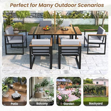 Outdoor Patio Sofa Set 4-Piece with Cushions, Woven Rope Design Seating, Acacia Wood & Steel Frame, Water-Resistant Fabric, 3-Seat Couch, Chairs & Dual-Layer Coffee Table for Garden Balcony, Grey