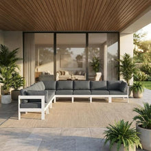 Outdoor Escape Gray Fabric Outdoor Patio Modular Sectional, Contemporary Design, Weather-Resistant Material, Ideal for Outdoor Living Spaces