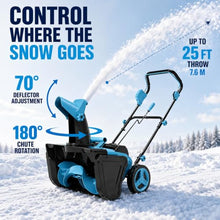 Cordless Electric Snow Blower, 25 ft Throw and 180-Degree Chute