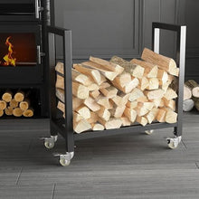 WXPWAMZ Store Firewood Rack for Indoor Heavy Duty Steel Wood Rack for Firewood With Wheels Black Metal Coated Firewood Log Holder