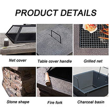 Fire Pit Outdoor Garden Terrace Square Brazier, fire Pit Table with Barbecue Grill, Courtyard Wood fire Pit