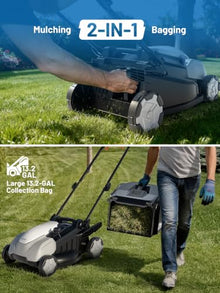 Litheli 18" Self-Propelled Lawn Mower Electric, 2 x 5.0Ah Cordless Push Mower