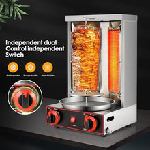 JYXYXSCP Electric Rotating Vertical Rotisserie Grill,Rotating Doner Kebab Grill Machine,w/2 Burners,Gas Fuel Rotisserie Equipment,for Restaurant (Silver)