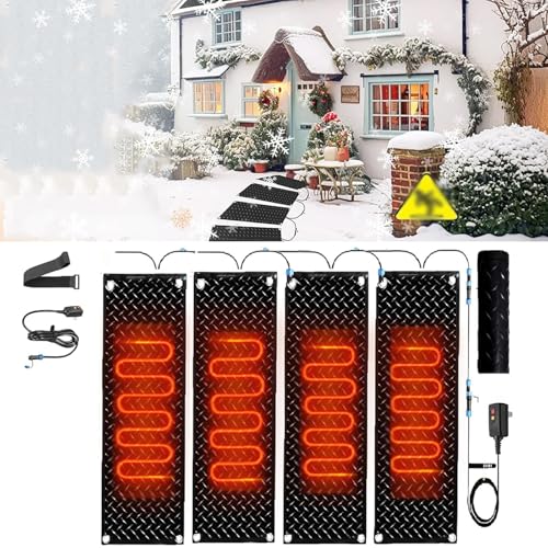 ZGHQHCDRH Outdoor Snow Melting Mats - No-Slip Winter Mats for Driveways, Stairs, and Walkways - Efficient Ice and Snow Removal(30x150cmx4Pcs)