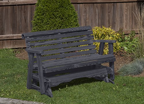 ECOMMERSIFY INC Amish Heavy Duty 800 Lb Roll Back Pressure Treated Porch Patio Garden Lawn Outdoor Glider-4 Feet-Black-Made in USA