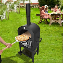 Wood Fired Pizza Oven for Outside, Freestanding Steel Oven with 2 Wheels - Ideal for Barbecue Camping Backyard Party - Fired Outdoor Pizza Oven