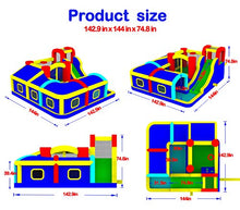 WELLFUNTIME Inflatable Bounce House with Slide, Wave Pool, Basketball Rim, Tunnel