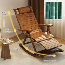 MHJKHG Foldable Recliner, Rocking Chair with Massage Footrest, Elderly Adult Lounge Chair, Adjustable Backrest, Outdoor Rocker Armchair, Bamboo Leisure Chair, Bearing Capacity 3，Natural One Size