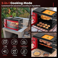 GHRERTX Auto Rotating Kebab Skewer Machine, 2 Layer Rotating Propane Rotisserie Grill with Electric Griddle, Smokeless Electric Grill Doner Kebab Fish Skewer Machine for Brazilian BBQ, Chicken,Steak