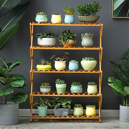 MIIKHI Plant Stands,Flower Stand,5 Layers Wooden Folding Decorative Garden Shelf Shelf Displaynishings/a/68X26X94Cm