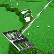 Aikimfuly Golf Garden Grass Lawn Leveling Rake, Level Lawn Stainless Steel Flat Sand Crusher Heavy Duty Leveler Soil Tool for Yard Golf with Stainless Steel Pole Green La