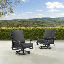 Oakland Living Pair of Black Aluminum Patio Deep Seating Swivel Rocker Club Chairs with Black Cushions