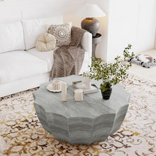 35" Indoor Round Coffee Table, Waterproof Coffee Table Modern MgO Cement Design End Tables for Living Room, Outdoor Patio Coffee Tables for Garden, Backyard, Balcony, Marble White
