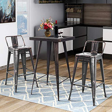 XIONGGG Metal Bar Table Set, Distressed Rectangular Bar Table and 2 Low Back Stools, Industrial Metal Barstools with Counter Height Table for Indoor Outdoor Use Golden Black 23.6L*23.6W*41.3H inches