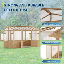 8X12 FT Heavy Duty Wooden Greenhouse for Outdoor - Walk-in Green House Kit with 6mm Polycarbonate, Ventilated Window & Lockable Door for Backyard, Patio, Lawn