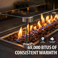 AMS 55" Rectangular Concrete Natural Gas Fire Pit Table (Wavy Dark Gray)